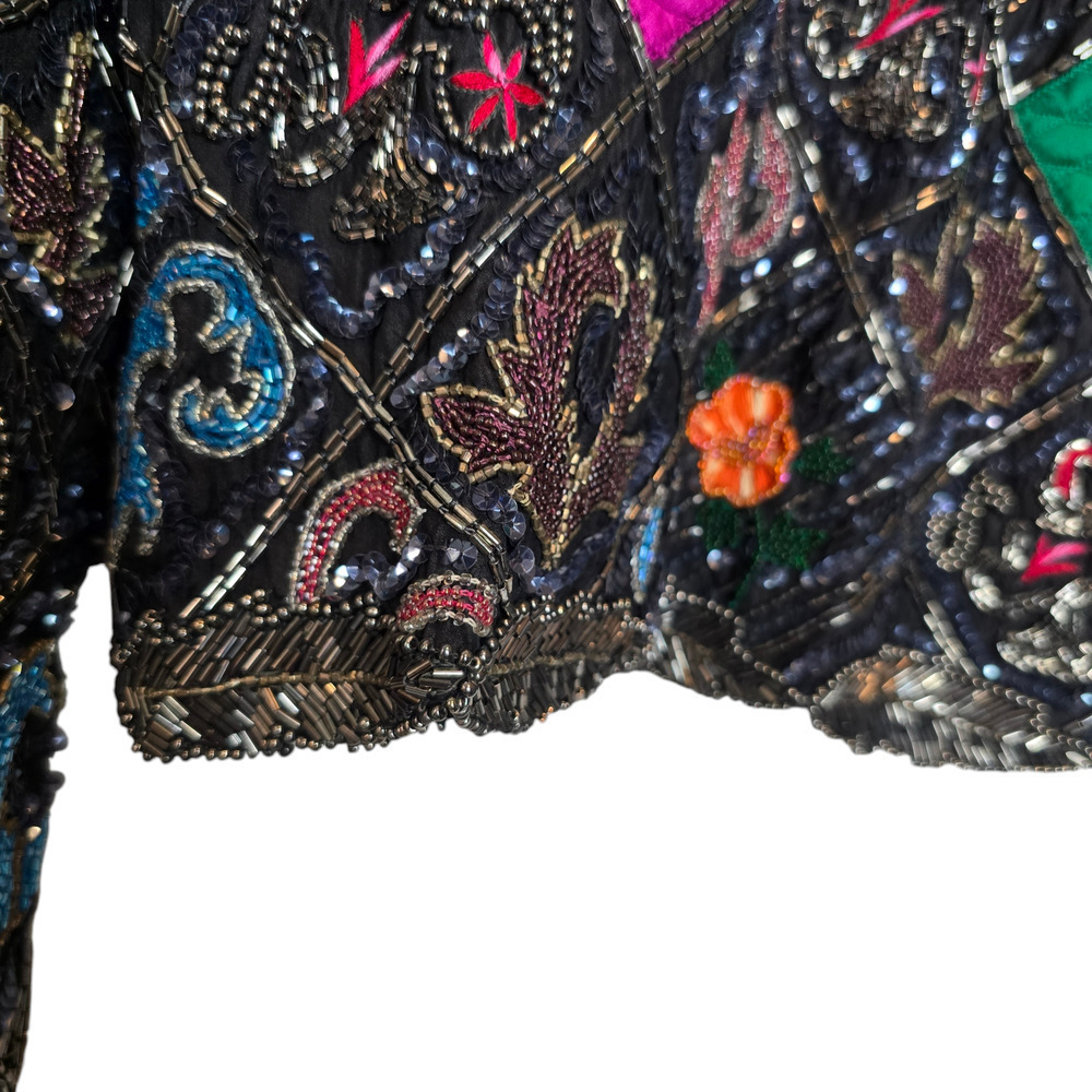 Patchwork Embroidered Jacket Bright Colorblock Qu… - image 3